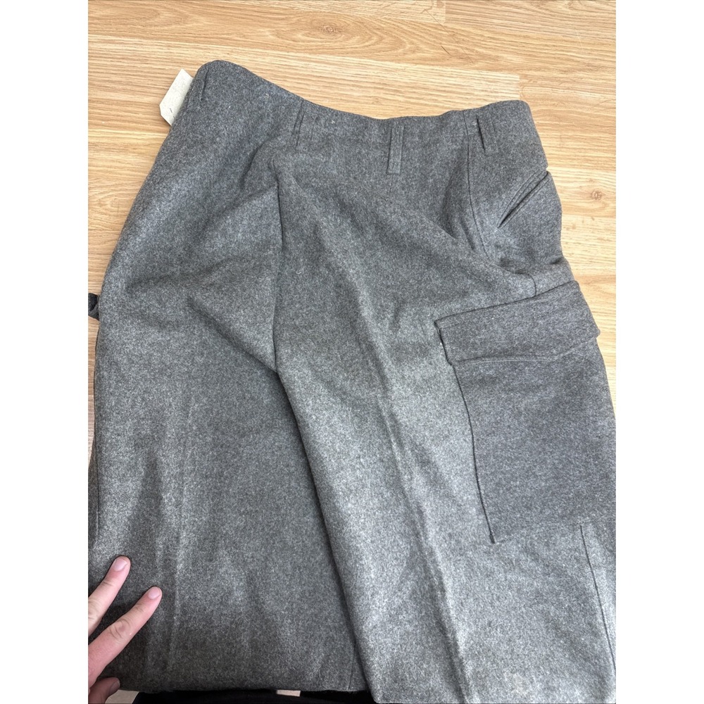 Vintage M39 WW2 40s 1946 Swedish Army Gray Wool Cargo Trousers Pants 34x33 - Picture 11 of 11